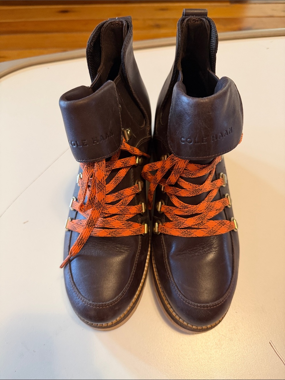 Cole Haan Grand Explore Wedge Hicker.  Size 8. Great condition. Brown leather.